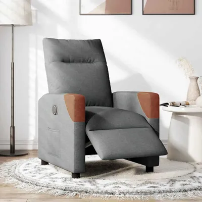 Image de vidaXL Fauteuil relax électrique gris foncé Tissu