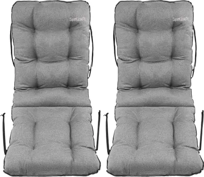 Produktbild von SuperKissen24. Stuhlkissen Sitzkissen und Rückenkissen für Stühle 2er Set 48x48x75 cm - Outdoor und Indoor - Wasserdicht - Grau Leinen