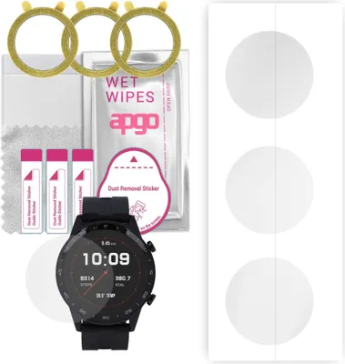 Produktbild von apgo 3 Stück Schutzfolie, klar, kompatibel mit Vector Smart VCTR-32 Smartwatch, Hydrogel Displayschutzfolie mit Positionierhilfe, Displayfolie, robust und kratzfest