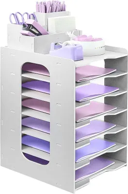 Immagine prodotto di Organizer da scrivania - Archivio A4 - 7 scomparti - Bianco - con portapenne