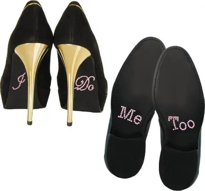 Produktbild von Oblique Unique Schuhsticker Set Brautpaar Hochzeit I Do / Me Too - rosa