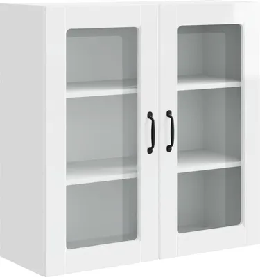 Produktbild von vidaXL Wandglas-Schrank PORTO Hochglanz Weiß 80 x 31 x 80 cm