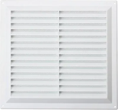 Productafbeelding van Ventilatierooster van kunststof met vliegengaas voor binnen en buiten - 229 x 76 mm
