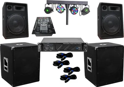 Produktbild von PA Party Disco Lautsprecher Subwoofer Verstärker BT Mixer DJ Lichtset 3280 Watt