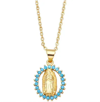 Immagine prodotto di Collana Medaglione Madonna - Oro e Blu KP38854