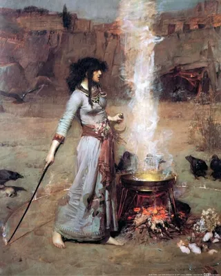 Produktbild von John William Waterhouse Kunstdruck Bild - Der Magische Kreis, 1886 (50 x 40 cm)
