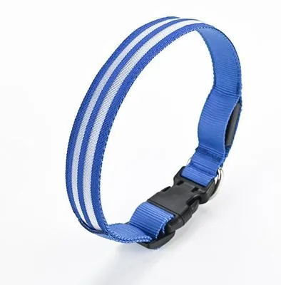 Immagine prodotto di Collare per cani, blu, illuminato, visibile al buio, ricaricabile