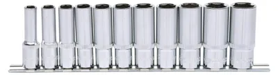 Produktbild von KS Tools 918.0611, Steckschlüssel-Satz, 3/8", 11 Kopf/Köpfe, Chrom-Vanadium-Stahl, DIN 3120, ISO 1174, DIN 3124, ISO 2725, 750 g