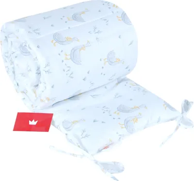 Produktbild von BabyLux Nestchen Bettumrandung 210x30 cm – Kopfschutz für Babybett, Beistellbett & Laufgitter – Weiche Gitterbett-Polsterung - Baumwolle 131. Gänse