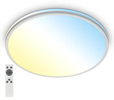 Image de Briloner Pulup LED Plafonnier, variateur, télécommande, contrôle de la température de couleur CCT, minuterie, chrome mat, Ø49 x 9,5 cm