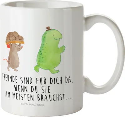 Produktbild von Mr. & Mrs. Panda Plastikbecher Schildkröte Maus - Weiß - Geschenk, Kindertasse, Kinderbecher, Reisebecher, Kunststoffbecher, glücklich, Fröhlich, Mehrwegbecher, Pott