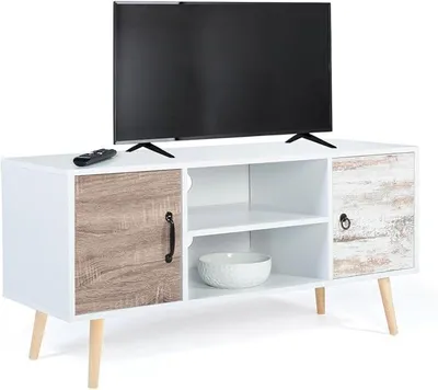 Imagen del producto de Silecomplaza - Mueble de TV de 113 cm, estilo escandinavo, modelo Bahia, con 2 puertas