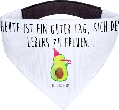 Produktbild von Mr. & Mrs. Panda Halstuch Hund Avocado Feier - Weiß - Geschenk, Fete, Für Hunde, Party, Gute Laune, Geburtstag, Schal, Hals Tuch, Dreieckstuch