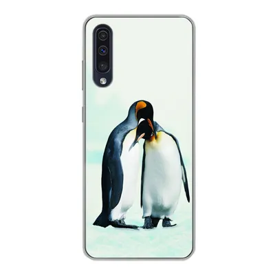 Produktbild von MuchoWow® Handyhülle Schutzhülle Hülle für Samsung Galaxy A30s Pinguine - Schnee - Familie Silikon Softcase Handy Hülle - Karteninhaber