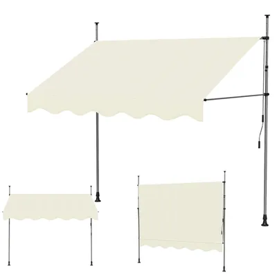 Produktbild von 250x120cm Klemmmarkise Einziehbar Balkonmarkise mit Handkurbel Balkon Markise Sonnenschutz ohne Bohren Höhenverstellbar,Beige