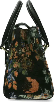 Produktbild von Laura Vita Damen Henkeltasche Blumenmuster Überschlag und Schnalle Andarta 04, Farbe:Schwarz