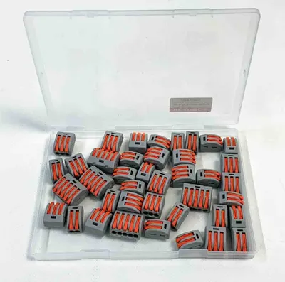 Produktbild von Kabelverbinder Set 2/3/5 Häfen Verbindungsklemme 250V 32A Kompakt Drahtverbinder 0,08-4mm² Leiter Klemme mit Betätigungshebel 40 Stück
