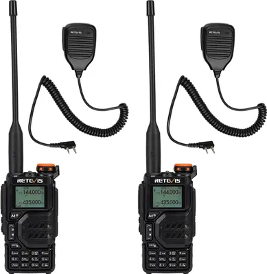 Produktbild von Retevis RA79 Amateurfunkgerät mit Mikrofon, Dualband-Funkgeräte, Walkie-Talkies für Erwachsene Großer Reichweite, Einfach zu Koppeln (2 Stück)