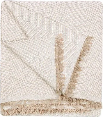 Produktbild von Famanu Tagesdecke und Kuscheldecke - Komfortable und weiche Decke für Bett und Sofa (230 x 260 cm, beige)