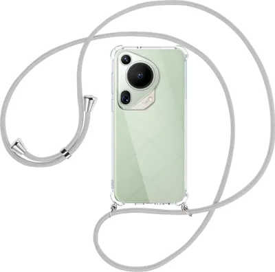 Produktbild von Handykette Backcover-Schutzhülle mit Band (Metall silberfarben) für Huawei Pura 70 Ultra - silbergrau