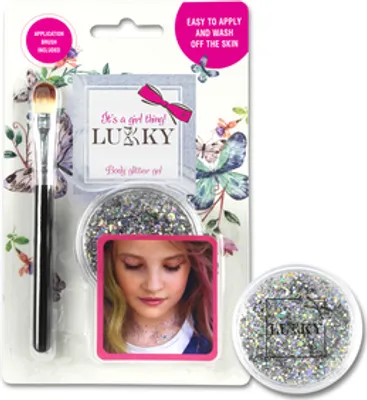 Produktbild von Lukky schimmerndes Körpergel mit Pinsel, silber