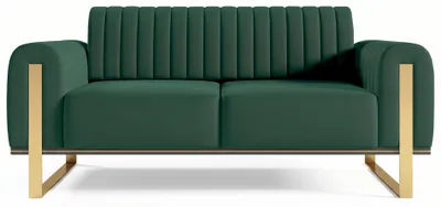 Image de Selsey Parissa - Canapé-lit, tissu velours, couleur verte, pieds dorés, 164 cm