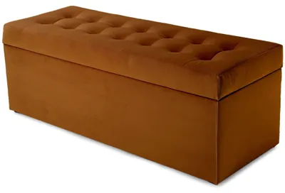 Produktbild von MG Design Polsterhocker Braun 45x120 cm - Stauraum 140L, bis 300 kg, samtig-weich mit Schimmer, pflegeleicht, für Wohnzimmer & Flur
