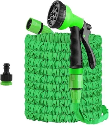 Produktbild von Famanu Gartenschlauch 15 Meter - 8 Sprühmodi - Inklusive Aufbewahrungstasche - Flexibel Verstellbar - Grün