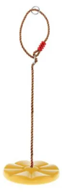 Imagen del producto de Columpio de plástico resistente para niños, con cuerda de polietileno, ideal para uso en exteriores, color amarillo