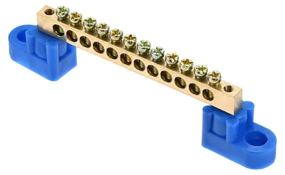 Erdungsblock 12-polig Messing M4 für Schaltkasten