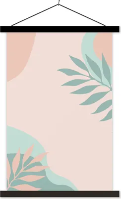 Produktbild von MuchoWow® Textilposter Sommer - Blätter - Pastell 120x180 cm mit schwarzem Rahmen - Fotos