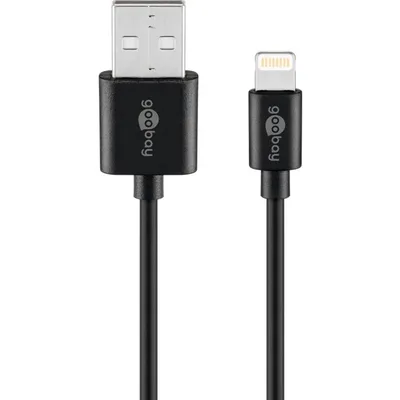 Image de Câble adaptateur USB 2.0, USB-A mâle > Lightning mâle (noir, 1 mètre)