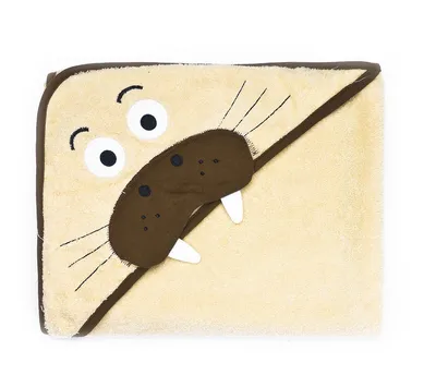 Produktbild von Sensillo - Baby-Handtuch mit Kapuze 100x100cm, Baby-Bademantel, Walross - Beige