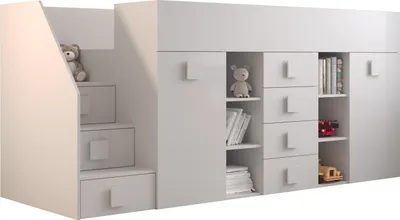 Produktbild von MINIO go for it, Etagenbett "TOLEDO 3", Kinderbett, Links, Weiße Farbe