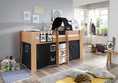 Produktbild von Relita Halbhochbett ANDI Liegefläche 90 x 20 cm Nachbildung natur inkl. Vorhang, Tasche und 1-er Tunnel; BH1684114+TX5002029+TX5072029+TX5032029-M1