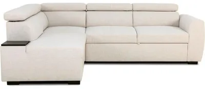 Image de Canapé d'angle convertible réversible - 4/5 places - KELIO - Tissu Beige - 3 tétieres - 245 x 184 x 77/87 cm