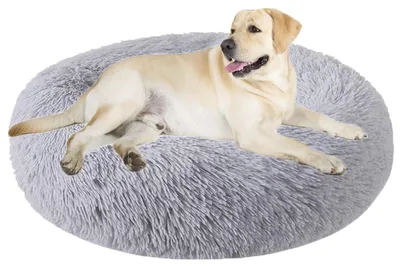 Immagine prodotto di Cuccia per cani, cuccia per gatti, forma a ciambella, diametro 120 cm, grigio chiaro, lavabile, morbida, antiscivolo
