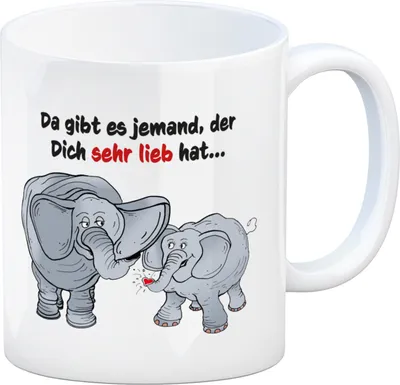Produktbild von Kaffeebecher zum Thema Liebe mit Elefanten Motiv
