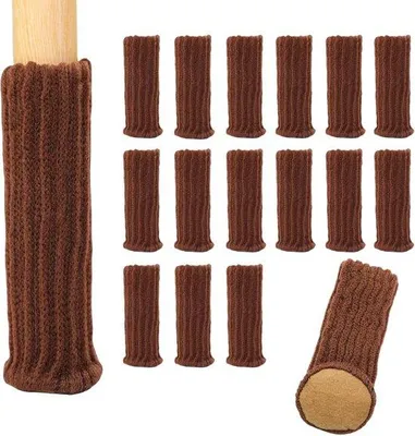 Produktbild von Famanu Möbel-Socken - 24 Stück - für runde Stuhlbeine - gestrickte Antirutsch- und elastische Stuhlbeinschoner mit Filz - Boden- und Kratzschutz für