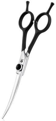 Immagine prodotto di Forbici incurvate per cani, 6 pollici, acciaio inossidabile 440C, ergonomiche, nere, adatte a cani e gatti