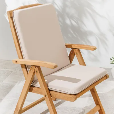 Produktbild von riess-ambiente Outdoor Sitzkissen COMFORT LINE 100cm beige für Niedriglehner-Stuhl Polsterauflage