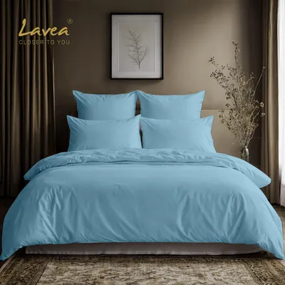 Produktbild von Lavea® Bettwäsche Set, 1 Bettbezug 135x200 cm + 1 Kissenbezug 80x80 cm - Delphinblau