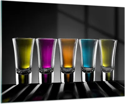 Produktbild von Bilder auf glas - Gläser Alkohol trinken Saft - 100x70cm - Glasbilder - Wandbilder - Kunstdruck - zum Aufhängen bereit - Wanddekoration aus Glas - Glas Bilder - Wandbild auf Glas - GAA100x70-2194