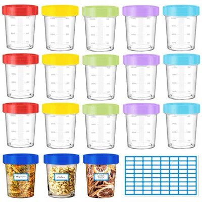 18 Vorratsdosen mit Deckel, 120 ml, 6 Farben, BPA-frei
