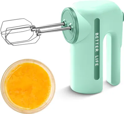 Produktbild von Handmixer mit Doppel-Schneebesen, elektrischer Hand-Kuechenmixer, 5 Geschwindigkeiten einstellbar, Ruehrbesen aus Edelstahl 304, tragbarer kabelloser wiederaufladbarer Standmixer mit ergonomischem Griff zum Backen und Kochen
