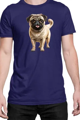 Immagine prodotto di Maglietta da uomo Dogs Breeds Pug Dog Breed 007, Man M , Bleu foncé