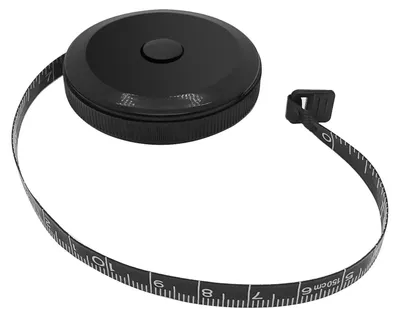 Maßband 150 cm / 60 Zoll, einziehbar, schwarz, für Körpermaße & Nähen