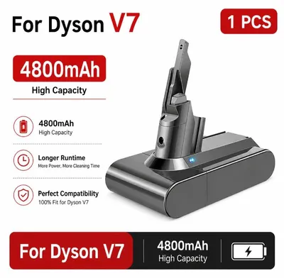 Produktbild von Ersatzakku für Dyson V7 - Li-Ionen-Akku - 4800 mAh - 21,6 V - Wiederaufladbar - Nur Akku