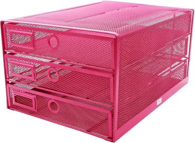 Produktbild von Famanu Büromaterial-Organizer mit 3 Schubladen für A4-Dokumente - Multifunktional in Rosa