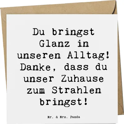 Produktbild von Mr. & Mrs. Panda Grußkarte Spruch Glanz Putzfrau - Weiß - Geschenk, Aufmerksamkeit, Bedanken, anlasskarte, Klappkarte, faltkarte, Anerkennung, Glückwunschkarte, Ordnung